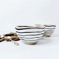 Italain gold rim irregular lines cheap pasta bowl modern ceramic bowls for soup