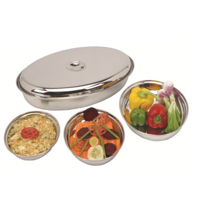 Stainless Steel Oval Curry Dish with Cover